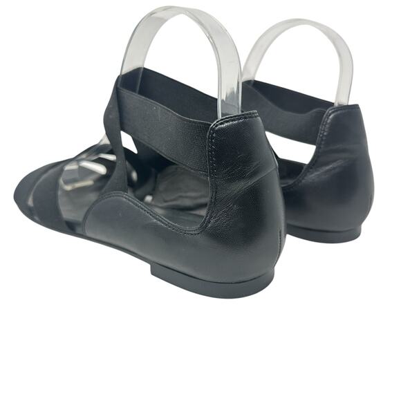 Stuart Weitzman Gladiator Sandals Flat Leather Stretch Knit Black Size 9.5 - Picture 8 of 12